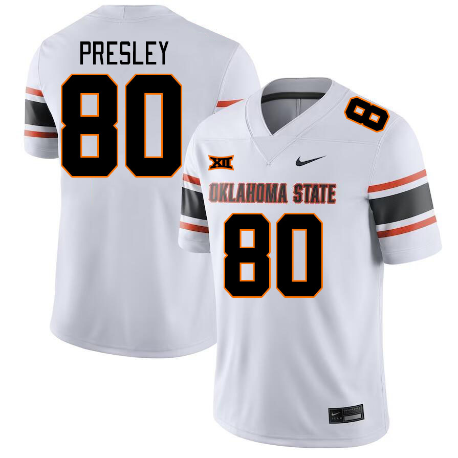 Oklahoma State Cowboys #80 Brennan Presley College Football Jerseys Stitched Sale-White